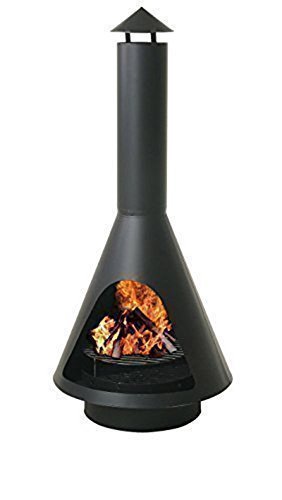 143 cm Großer Kamin Grill Gartengrill Grillkamin Gartenkamin Außenkamin Schwarz Hoch Pyramide