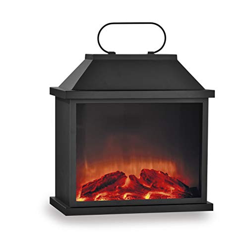 EASYmaxx LED-Kamin | Lodernde Flammen | Schwarz (Laterne groß (30 x 18 x 31,5 cm))