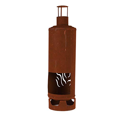 RM Design Gartenkamin Gasflasche Optik rostig Ø28 cm Durchmesser Deko für Ihren Garten