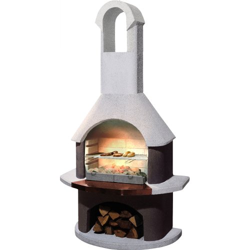 Buschbeck Gartengrillkamin St. Moritz weiss / braun