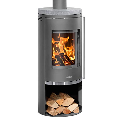 Justus 5686 29 Faro 2.0 Kaminofen Stahl Gussgrau mit Speckstein-Abdeckplatte/A+