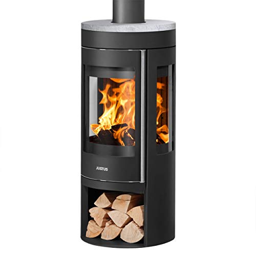 Justus 4825 22 Mino Trios 2.0 Kaminofen Stahl Schwarz mit Speckstein-Abdeckplatte/A