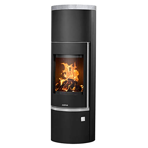 Justus 5693 11 Faro W+ 2.0 Kaminofen Stahl Schwarz mit Speckstein-Abdeckplatte/A+