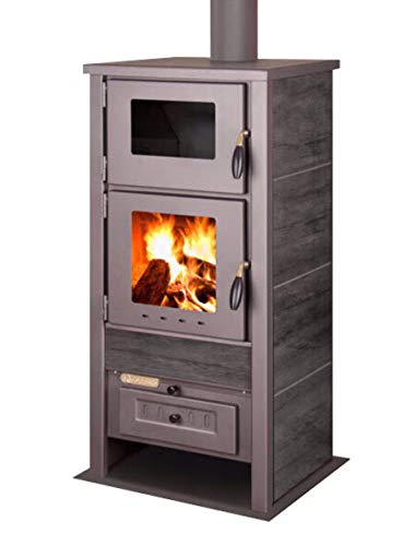 EEK A Kaminofen mit Backfach Taurus Kachel schwarz – 12kW