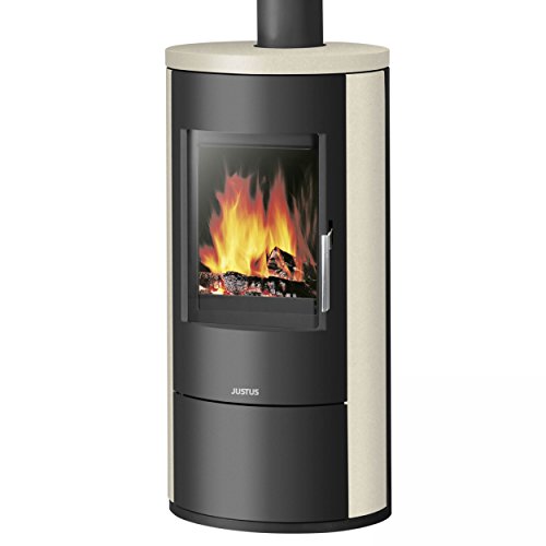 JUSTUS Austin Kaminofen 5 kW für Scheitholz und Kohlebriketts Schwarz-Kalkstein