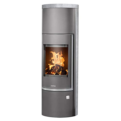 Justus 5693 22 Faro W+ 2.0 Kaminofen Stahl Gussgrau mit Speckstein-Verkleidung/A+